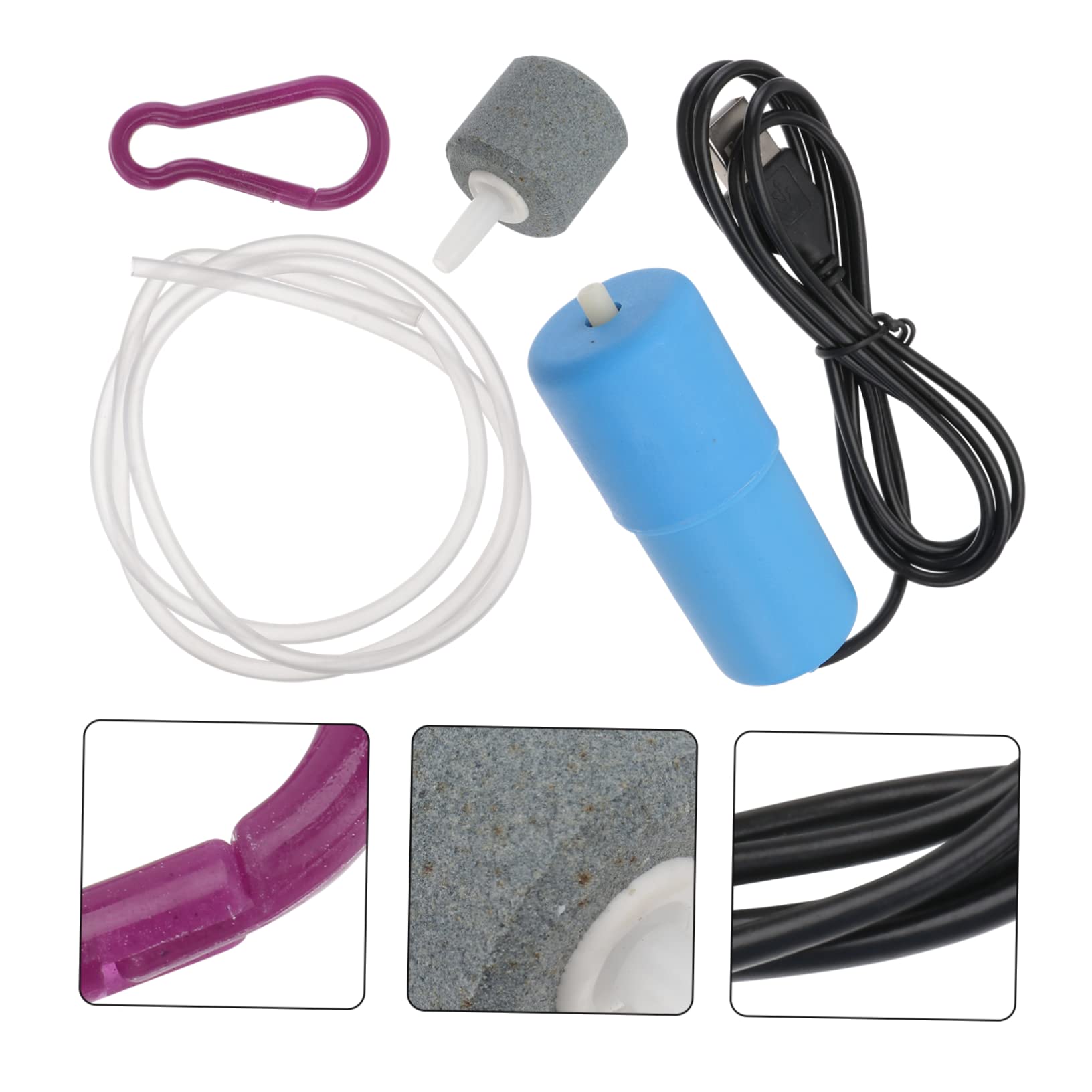 Happyyami 3juegos Bomba De Aire USB para Acuarios Oxigenador Silencioso De Alta Capacidad Compacto y Portátil para Peceras y Acuarios Pequeños Color Aleatorio