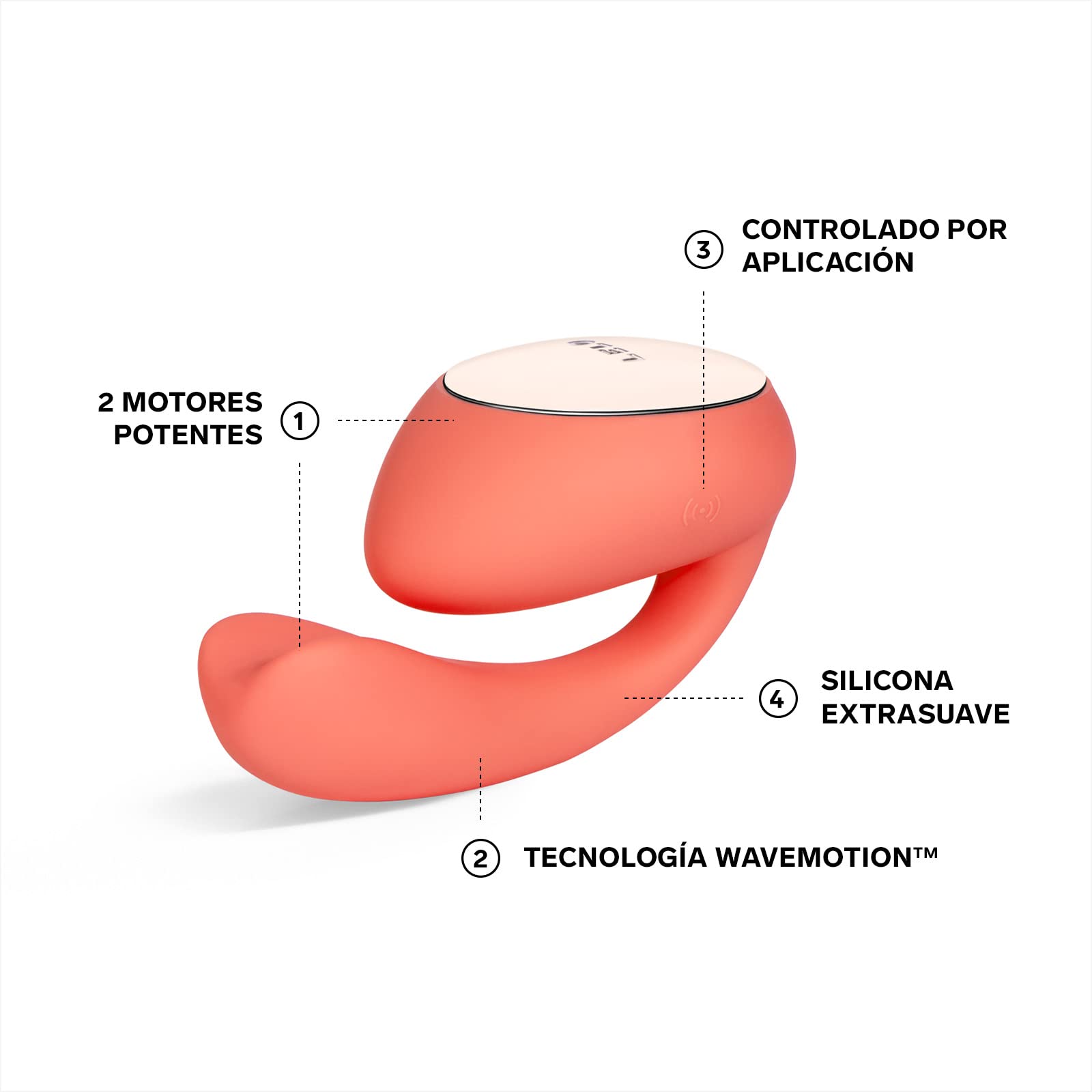 LELO IDA Wave: Vibrador doble para pareja, Uno de los mejores juguetes sexuales con control remoto por app, vibración y rotación para mujer y hombre, Coral Red
