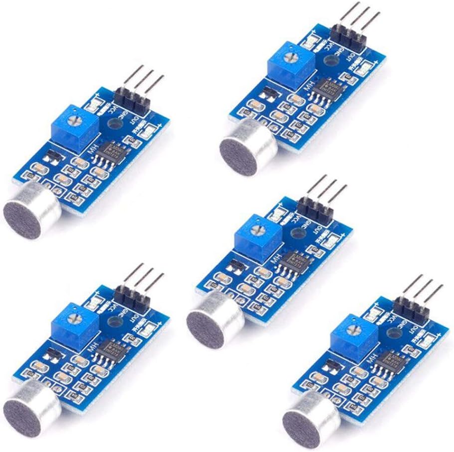 – Hailege 5pcs High Sensitivity Voice Sound Detection Sensor Microphone Sound Sensor Module 3.3V-5V for Robot Helicopter Airplane DIY Kit