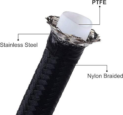 Miniatura 3 de EVIL ENERGY 8AN - Manguera de inyección de combustible PTFE E85 de 12 pulgada de acero trenzado de 10 pies, paquete con una llave ajustable 3AN-12AN