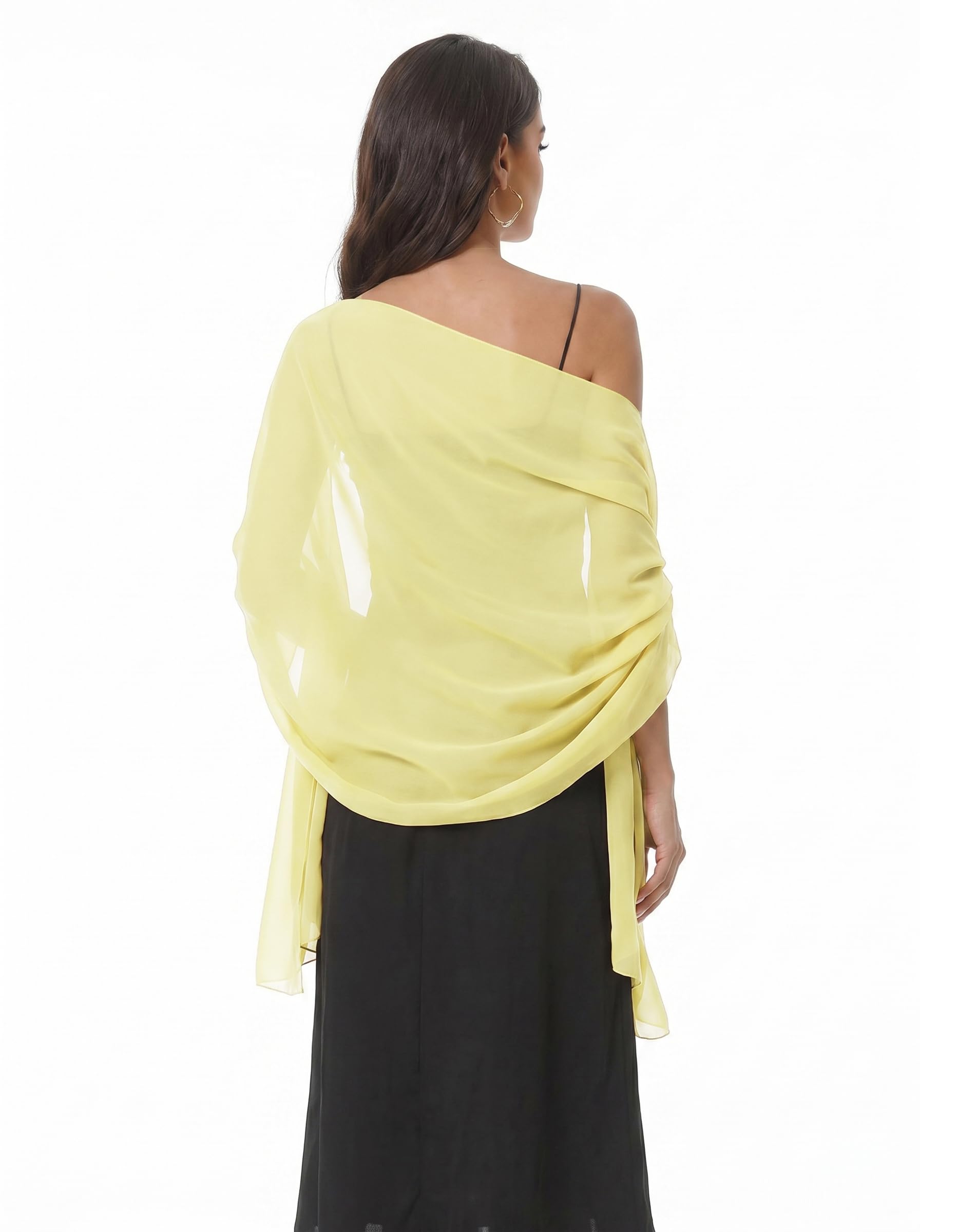 Baoqiya Chiffon Shawls Scarves Wraps for Bridal Wedding Party Evening Dress and Special Occasion Dresses, Yellow, Medium