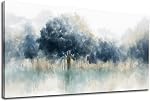 Elegant Flowers Canvas Wall Art - Plum Blossom Pictures for Wall Decor Rustic Turquoise Canvas Painting Nature Printing Artwork for Living Room Bedroom Home Office Wall Decoration 50CM x 100CM