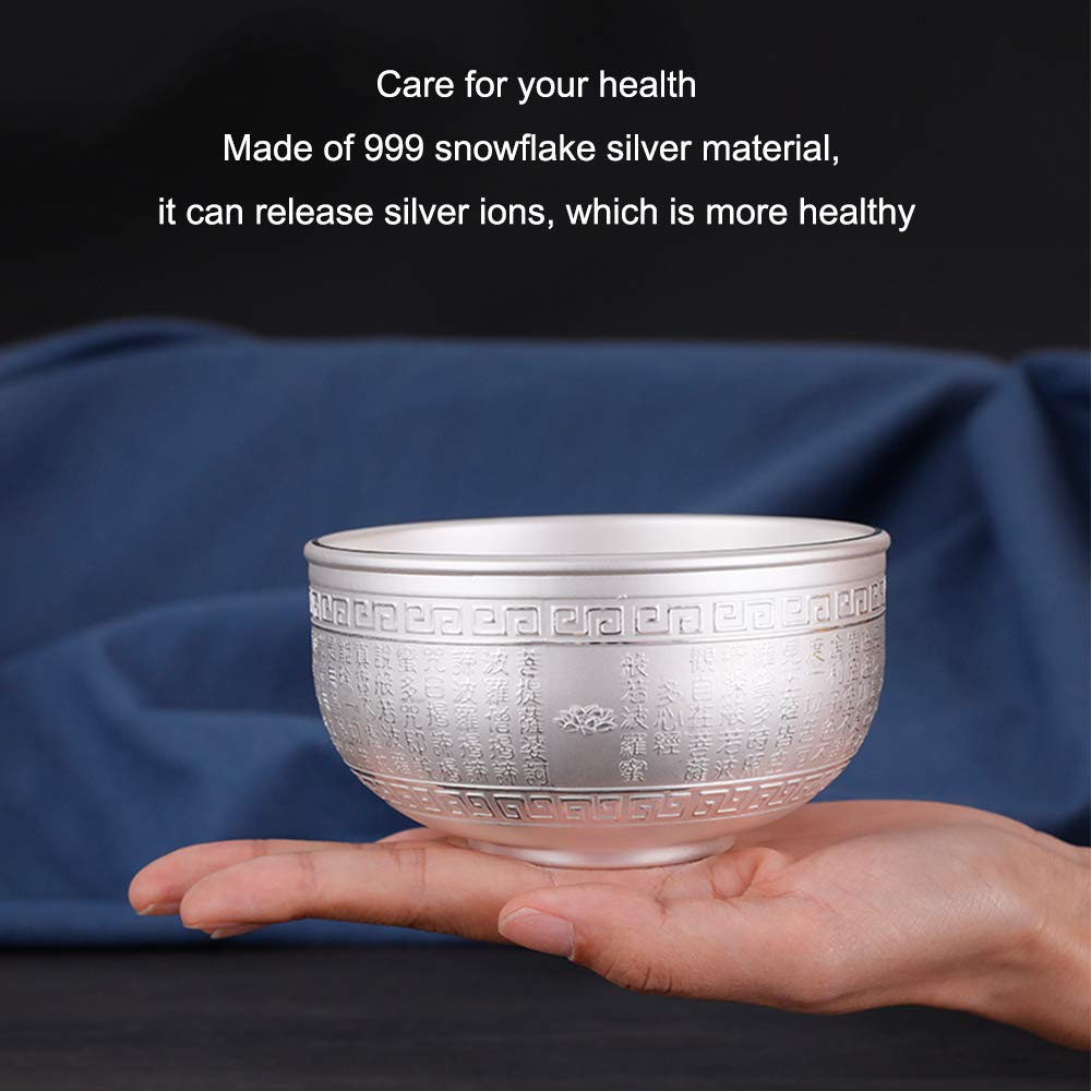 Bols à Grains en Argent Sterling, Bols à salades, Bols à Soupe, Bols de Riz, Bols de pâtes, Bols de Desserts, Bols de Fruits, Vaisselle en Argent de qualité Alimentaire,Blessing 280ML