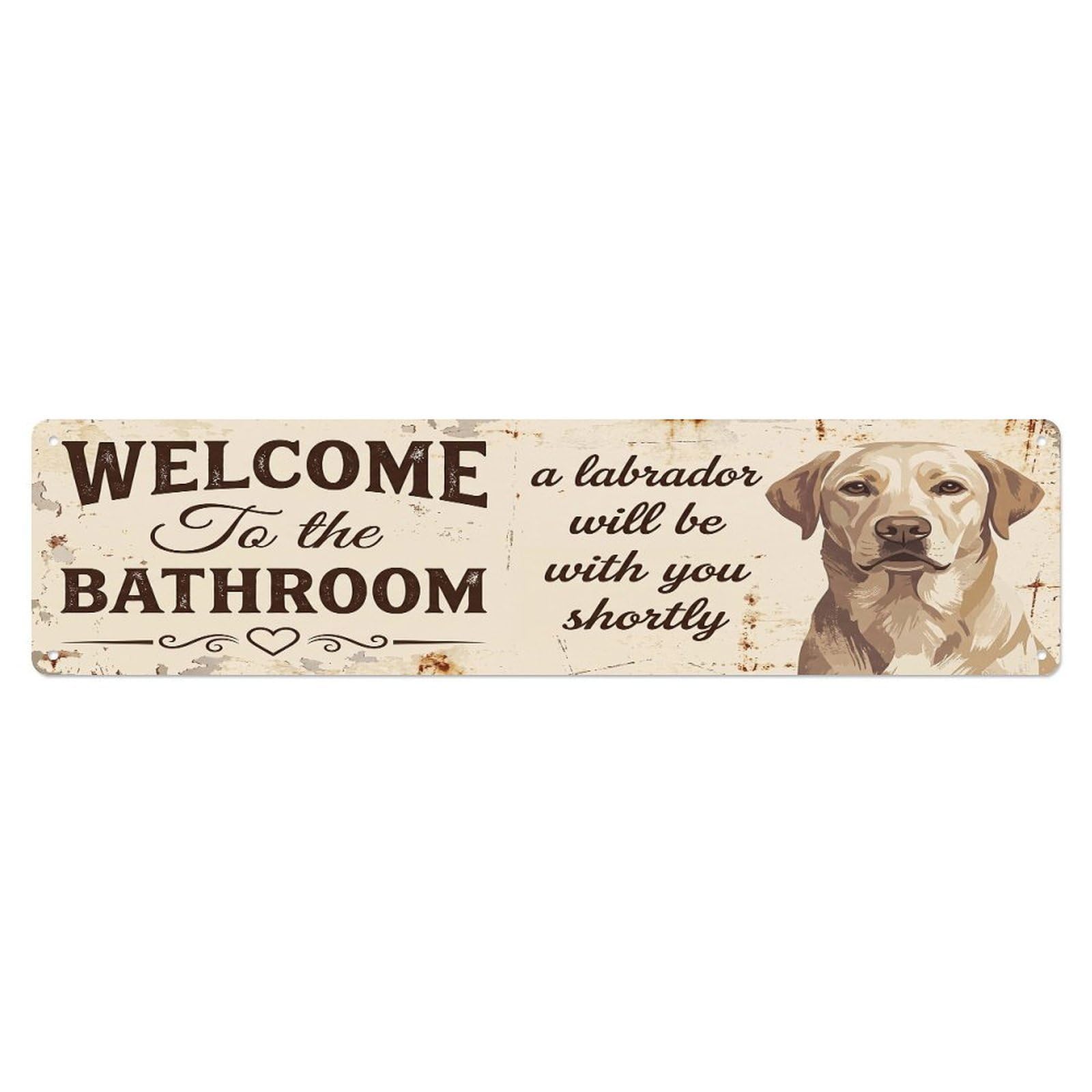 Vintage WELCOME To The BATHROOM Labrador Metal Tin Sign