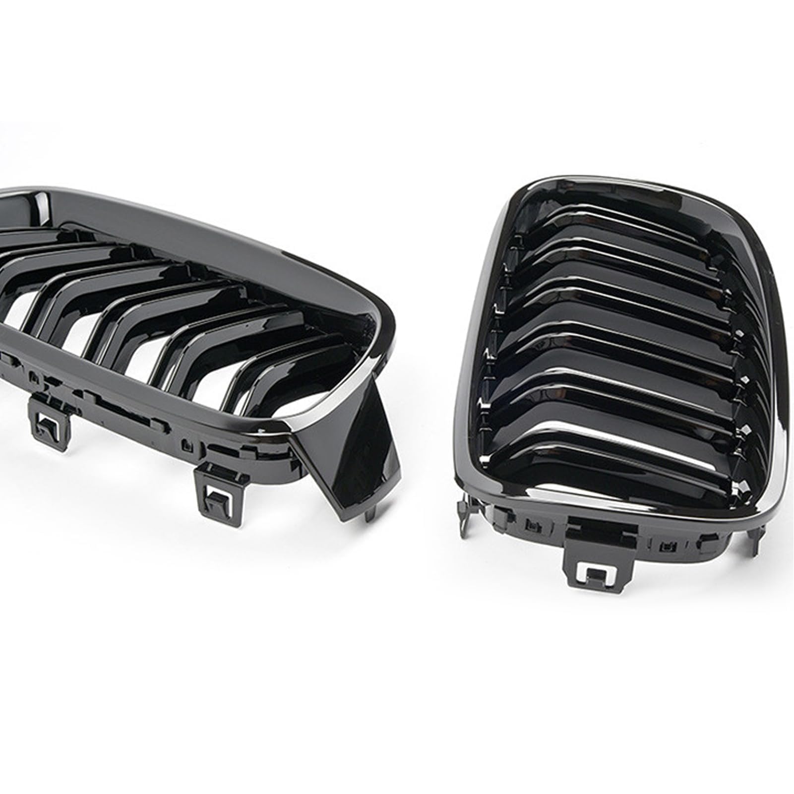 TTCR-II Glossy grill chłodnicy nerkowej, czarny, przedni grill, podwójny slats, kompatybilny z BMW serii 3 F30 F31 F35 2012-2018 2 2 szt. błyszczący podwójny mostek, akcesoria samochodowe, wymienne