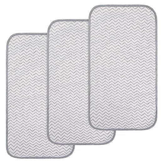 BlueSnail Ultra Soft and Absorbt Bamboo Quilted Waterproof Changing Pad Liner 3pk (Gray)
