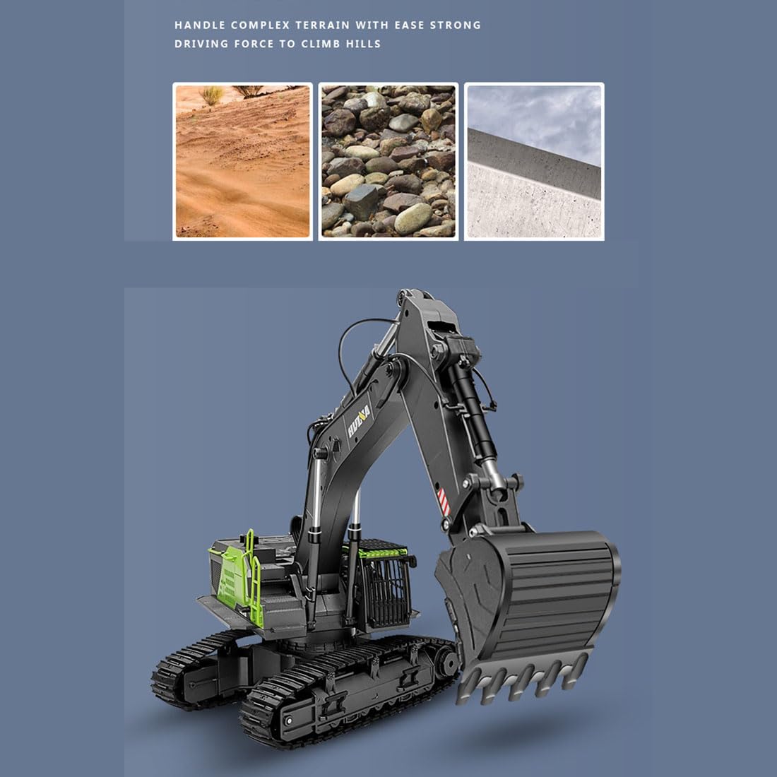 Model koparki RC Digger, skala 1/14 22CH 2,4G 4 w 1, wielofunkcyjna koparka ze stopu zdalnego sterowania ze światłami LED, model pojazdu inżynieryjnego dla dorosłych i młodzieży