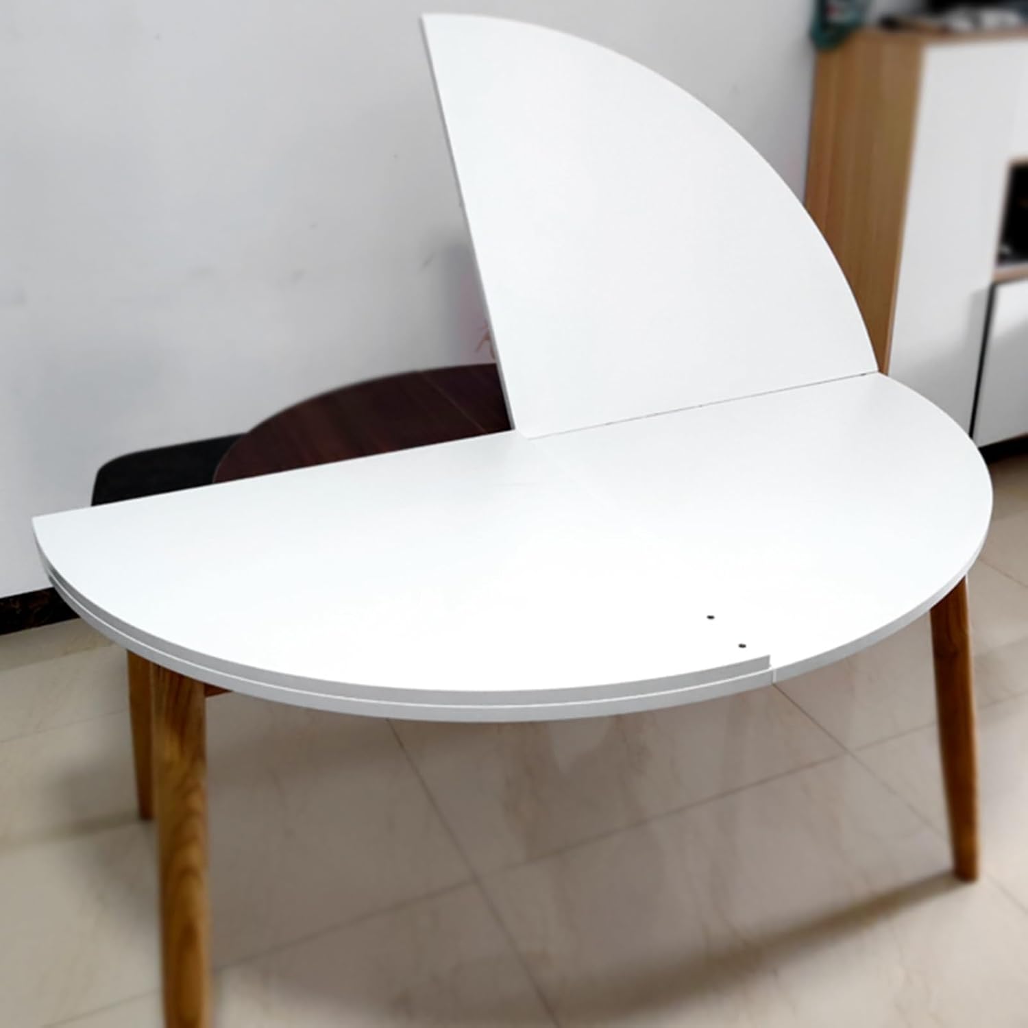 Round White Dining Table Top, 47-Inch Foldable Extender for Outdoor Patio & Conference Use, No Legs Banquet Table, Versatile Wooden Table Top Only