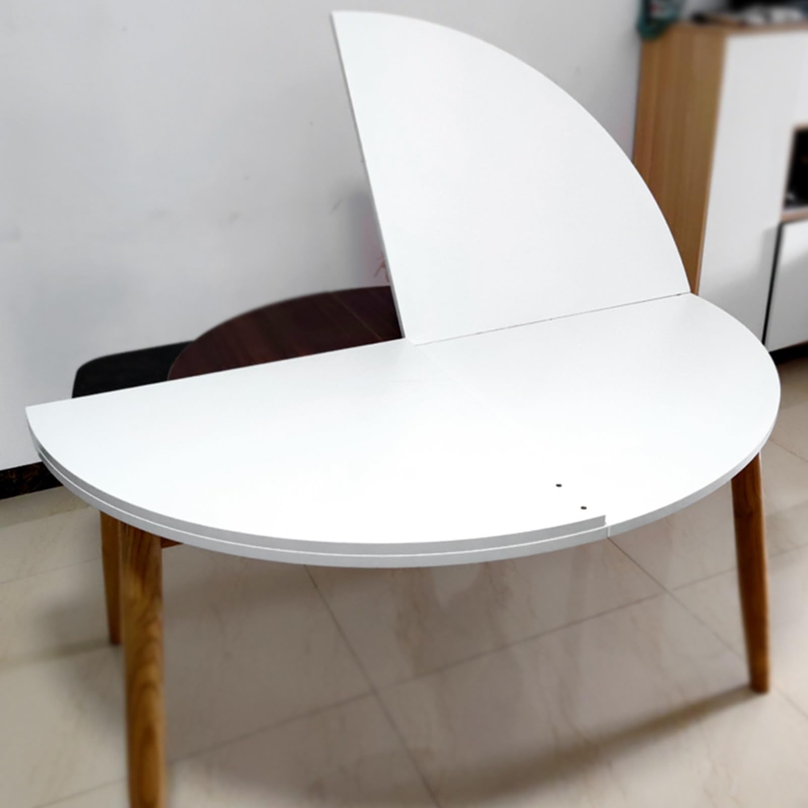 Round Folding Table, Wooden Dining Table with Top Only, White Round Table with Extendable Top, Foldable, Conference Table, Patio Table for Outdoor Use, Banquet Table without Legs (Size: 180 cm (70