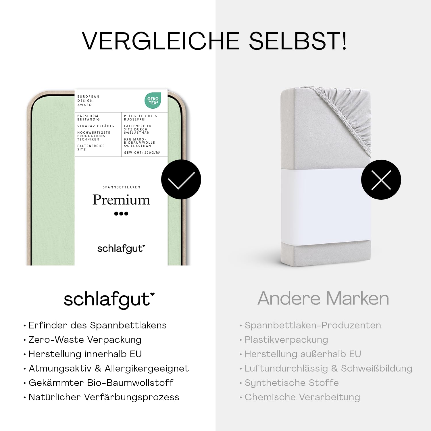 schlafgut Premium Spannbettlaken 180x200 cm Bio-Baumwolle, Green Light