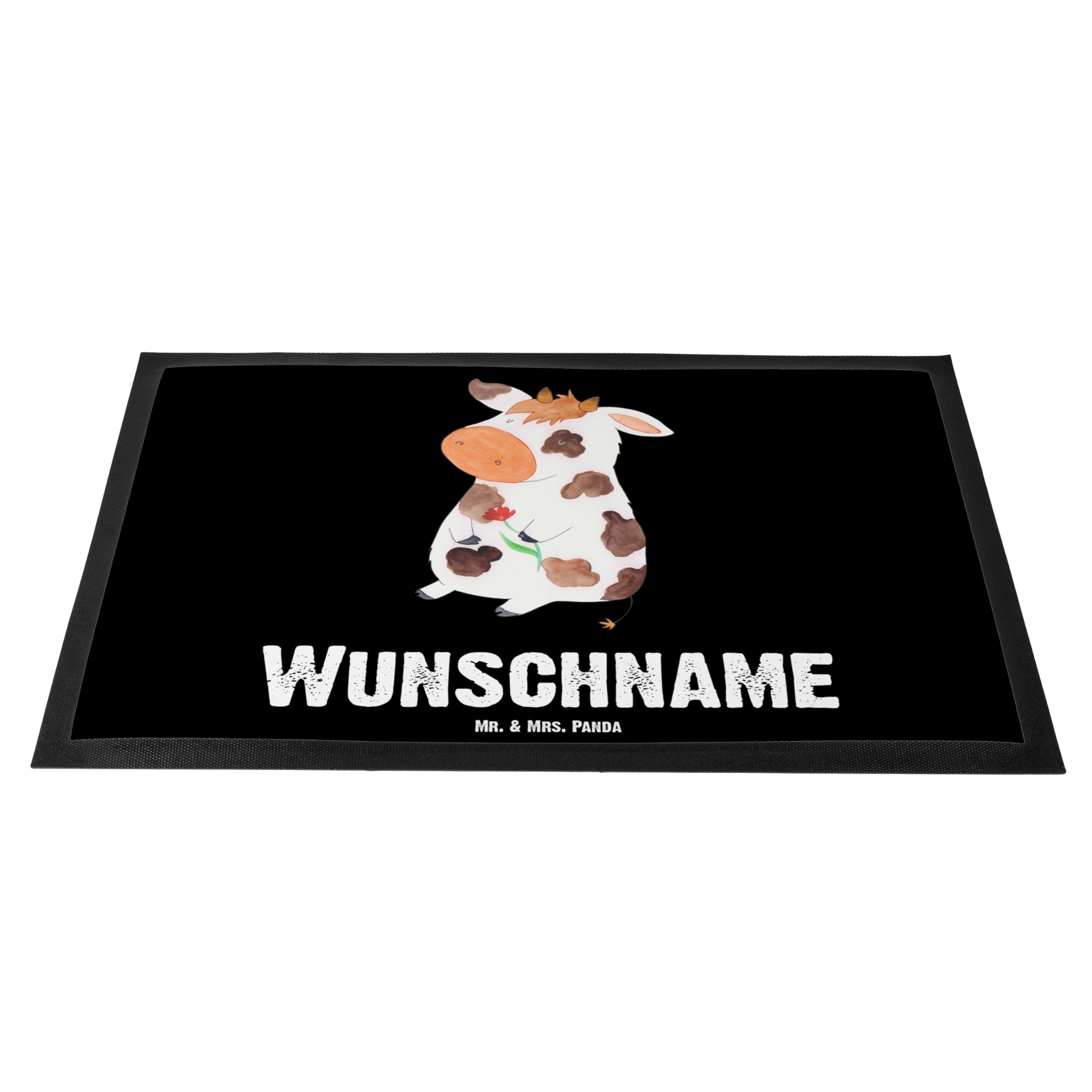 Mr. & Mrs. Panda Fußmatte personalisierbar Kuh 40 x 60 cm - Personalisierte Geschenke, Kühe, Spruch, Magie, Fussmatte, mit Namen, Bauernhof, Hof, Milch, personalisiert, Individuelle