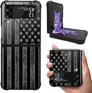 ZHEGAILIAN Compatible with Samsung Galaxy Z Flip3 5G Case,Black and White American Flag Graphic Design Acrylic Shockproof Anti-Scratch Hard Case for Samsung Galaxy Z Flip3 5G