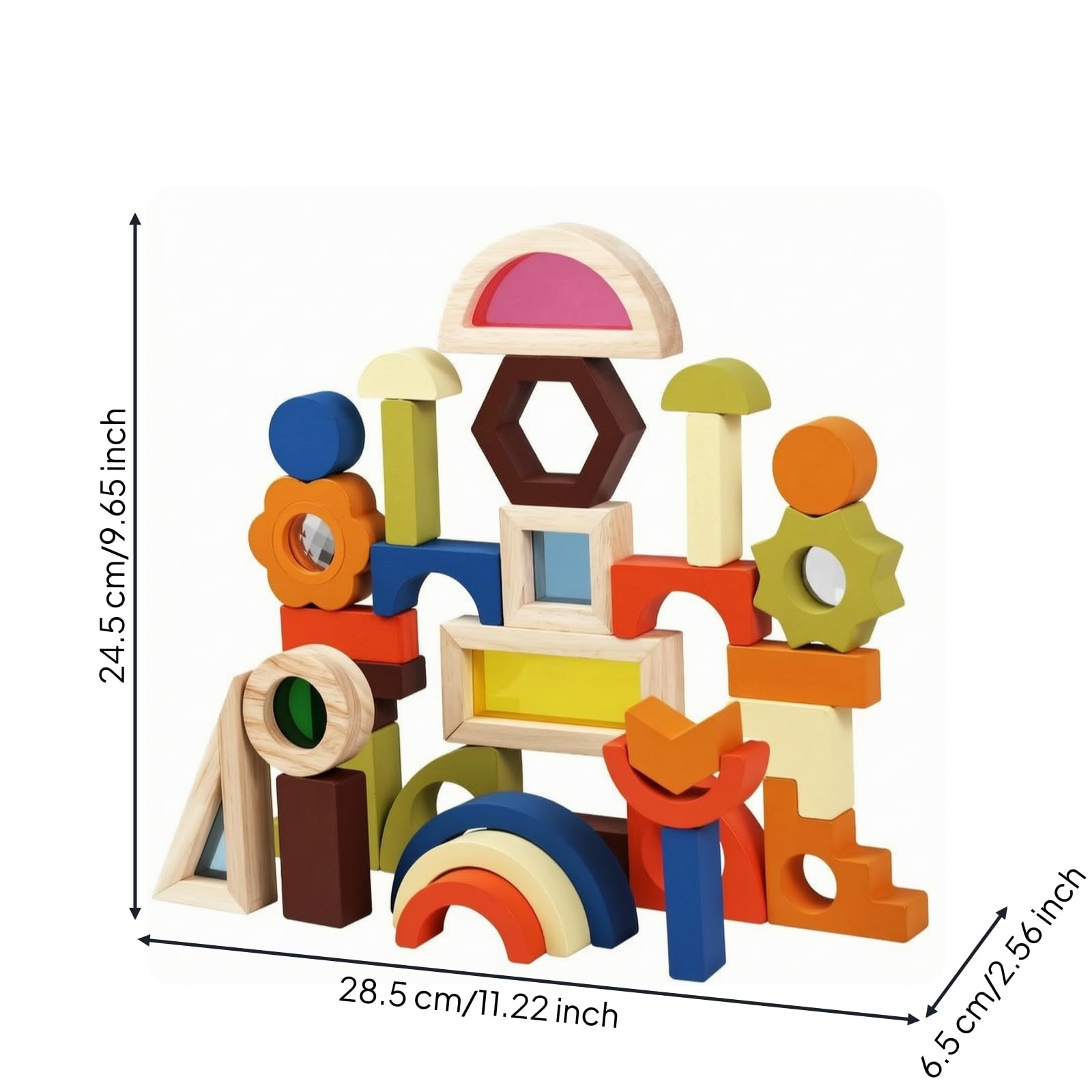 Mattoncini di Legno STEM Giocattolo | Sensoriale, Costruzioni in Legno per Bambini, Educativo, Set di Blocchi da Costruzione, Stanza dei Giochi