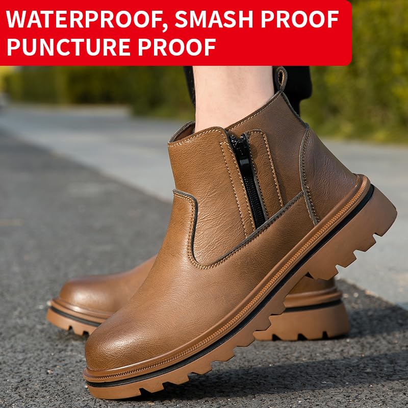 Image of Women's Steel Toe Boots Waterproof Lightweight Construction Safety Shoes