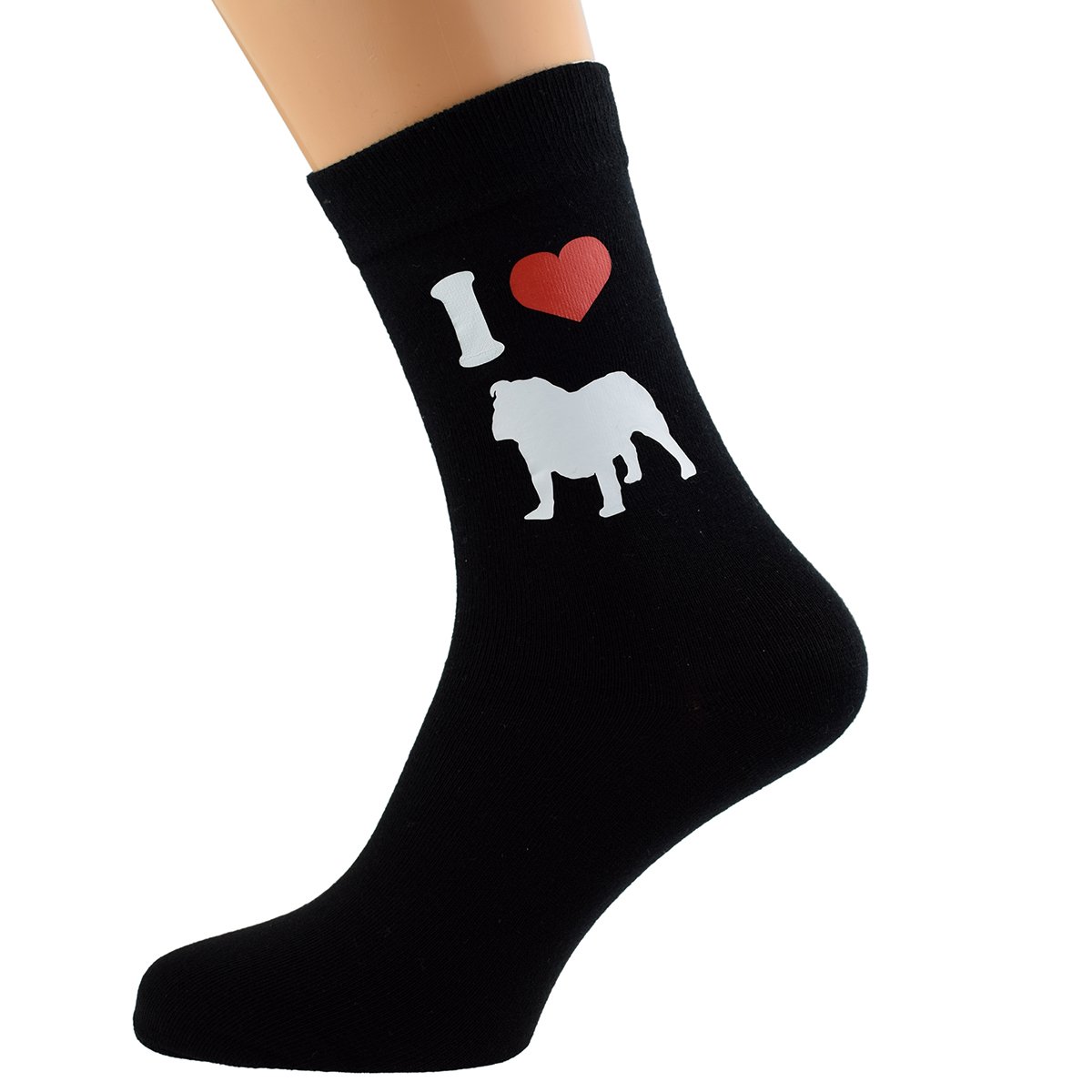 GTR-Prestige Giftware Mens I Love Bulldogs Black Socks Mens UK Size 6-12 Eur 39-46 (X6N080)