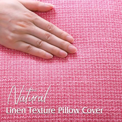 OTOSTAR Pack of 2 Rose Pink Decorative Pillow Covers 22x22 Inch Soft Linen Texture Couch Throw Pillows Farmhouse Cushion Covers with Elegant Design for Sofa Bedroom Living Room Home Decor 55 x 55 CM by OTOSTAR - Used condition - Image 3