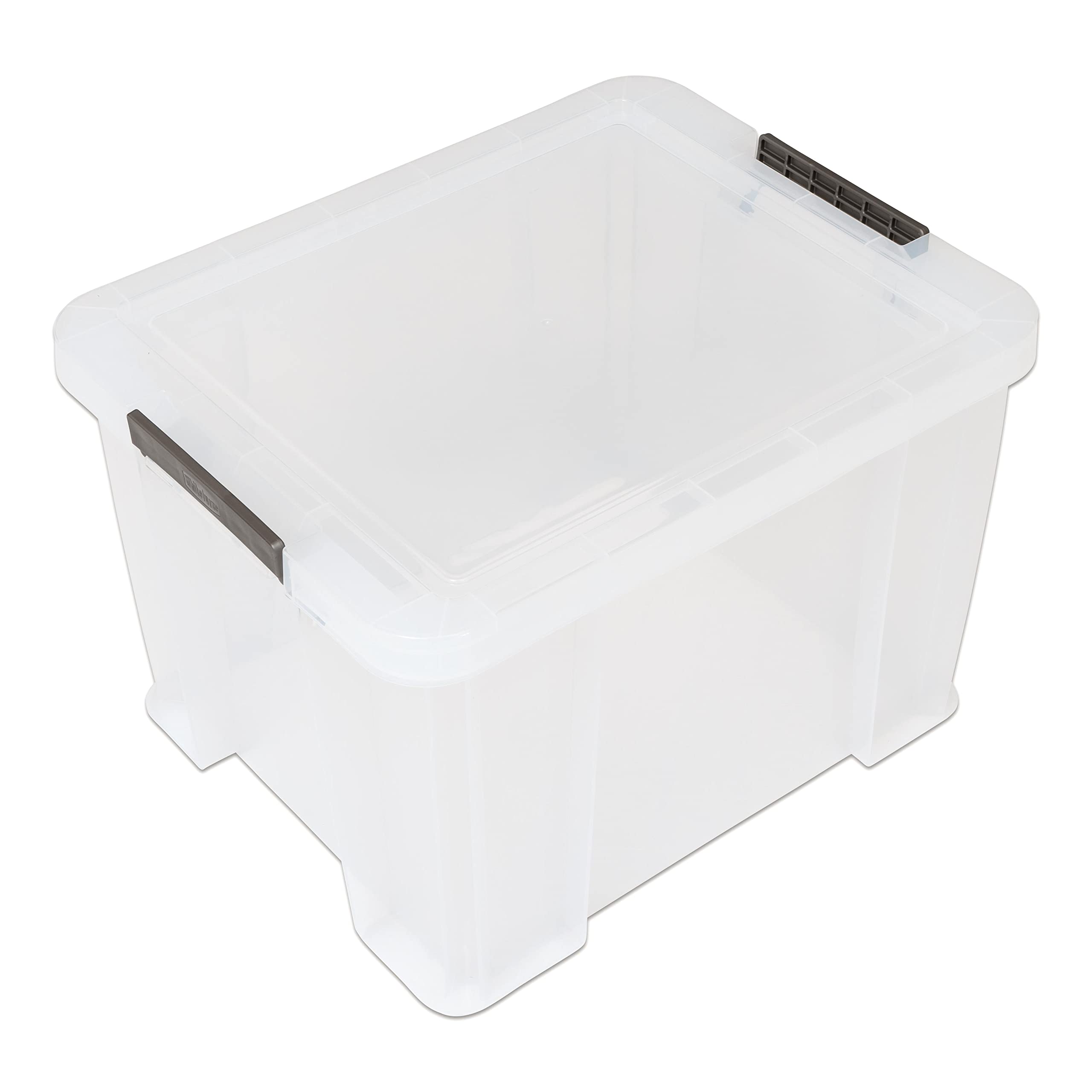 Whitefurze Allstore Container with Silver Clamp, Plastic, Natural, 36 Litre
