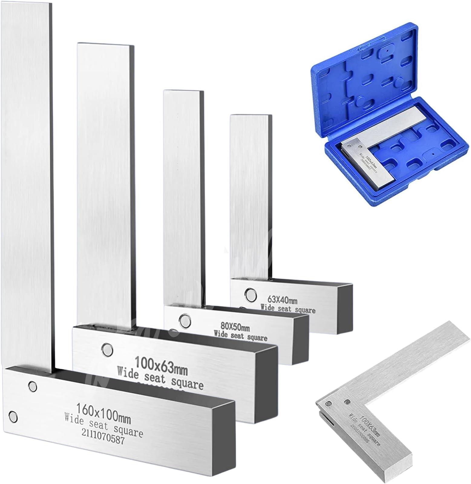 Machinist Square Set 2, 3, 4, 6 Inch, Atarvana Mechanical Steel High Precision Squares, Harden Carbon Steel, 90 Degree Wide Base, L-Type Right Angle Ruler Tool for Woodworking