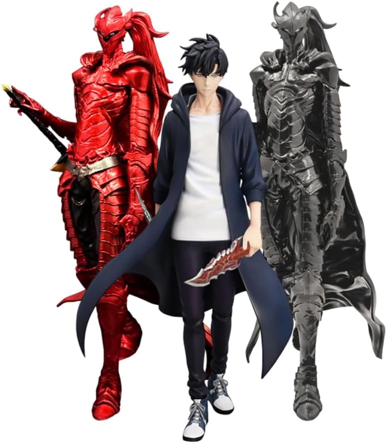 2pcs Sung Jin Woo Action Figure with Igris Figurine Battle Pose Anime Figure Igris and Sung Jin Woo Statue Collectibles Gift
