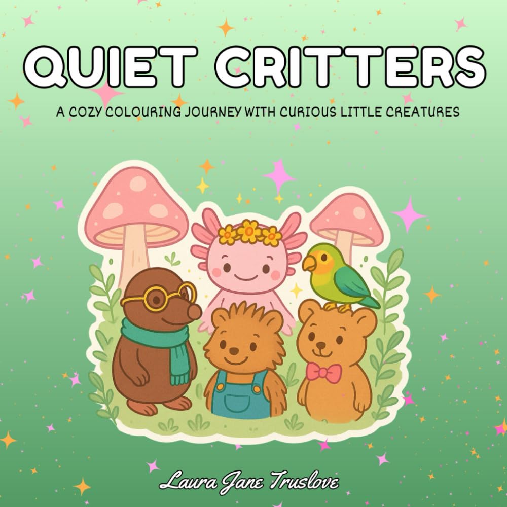 Quiet Critters: A Relaxing Colouring Book with Cute Animal Friends, Cozy Forest Vibes, and Sweet Scenes for Kids, Teens and Grown-Ups