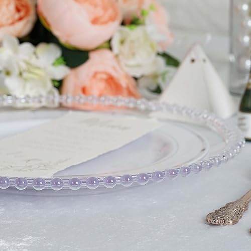 Miniatura 8 de Efavormart - Paquete de 6 platos de carga redondos de acrílico transparente de 12 pulgadas con borde de cuentas