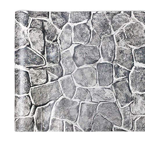 Yifely Grey Rock Stone Decorative Shelving Paper Vinyl Shelf Liner Living Room Wall Sticker Easy To Use 17.7Inch By 9.8 Feet #TOP26