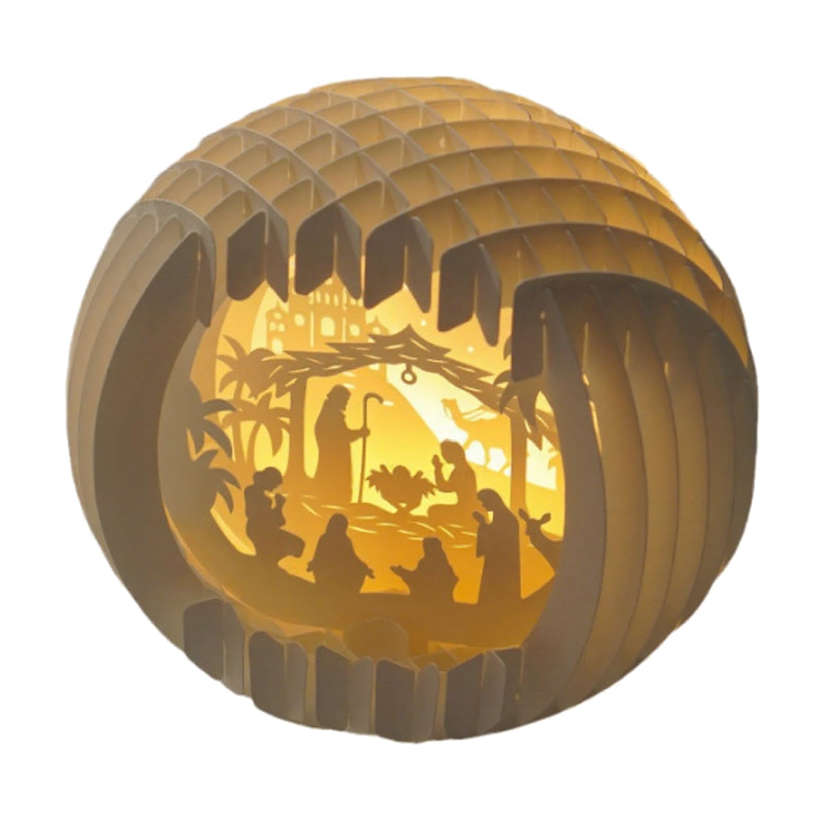 ordinarYone Light Up Nativity Scene Paper Christmas Jesuses Decorations with LED Light Tabletop Ornament