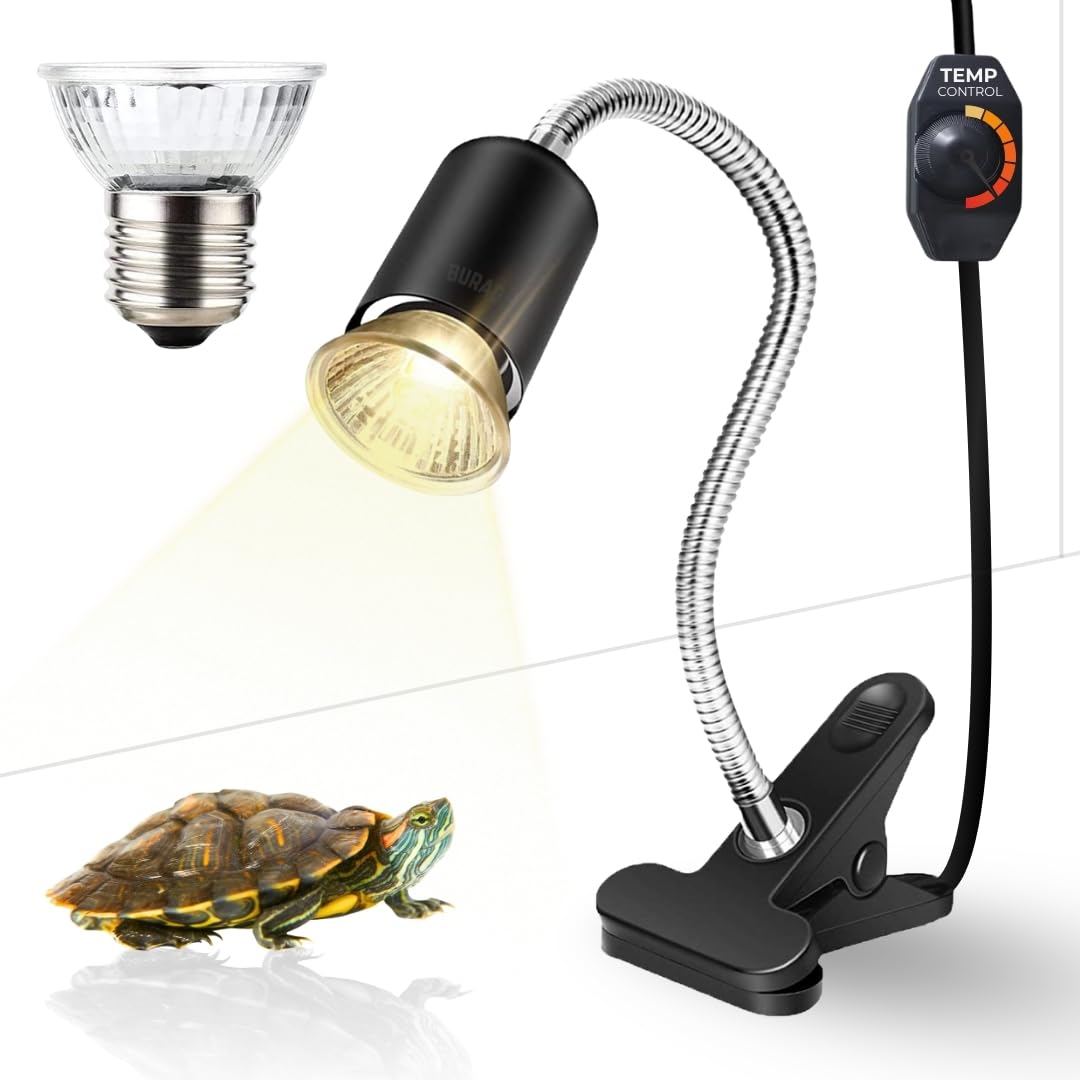 BURAQ Pets E27 Base Reptile Heat Lamp, 50W UVA | UVB Turtle Basking Light With Holder & 1 Bulb, Full Spectrum Sun Lamp for Terrarium, Aquarium Tank, Reptiles, Halogen-image-31