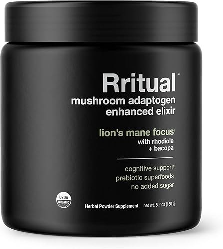 Rritual Superfoods Lion's Mane Focus - Contenedor de suplemento de hierbas, elixir mejorado con adaptógeno de hongos, 5.2 onzas