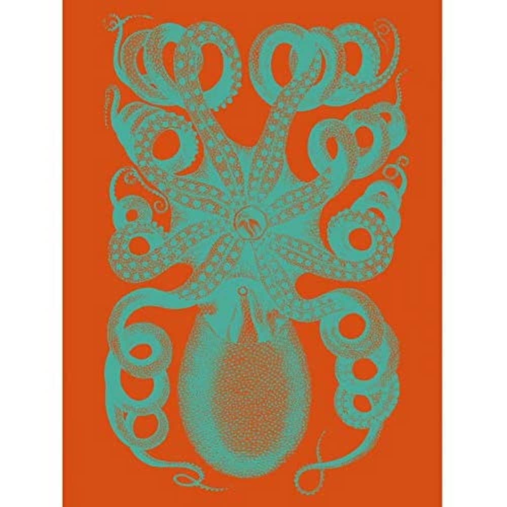 Wee Blue Coo Octopus Coral Blue Red Unframed Art Print Poster Wall Decor 12X16 Inch