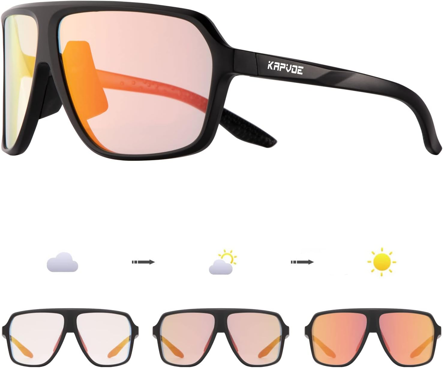 KAPVOE Photochromic Cycling Glasses for Men Women Sports Sunglasses MTB Biking Sunglasses UV Protection K64