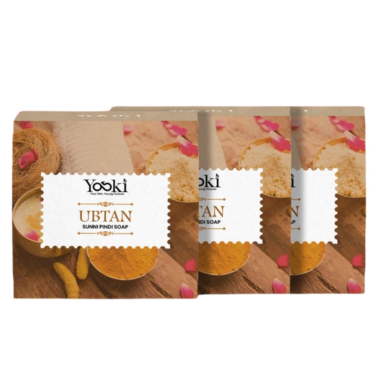 YOSKI Ubtan Sunni Pindi Soap for Men & Women – Herbal Body Cleanser with Natural Ingredients for Tan Care and Skin Brightening – Suitable for All Skin Types (100g) (Pack Of 3)-image-5