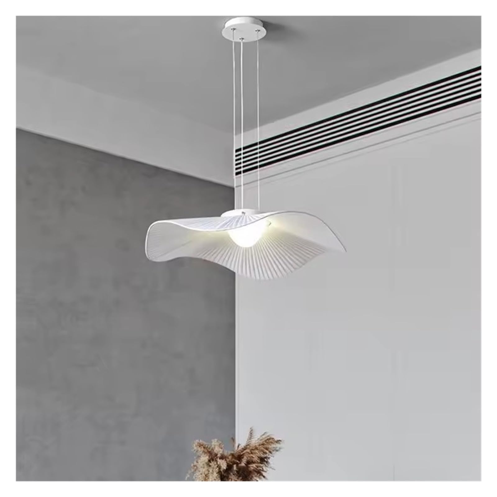 Éclairage LED feuille de design scandinave avec abat-jour en tissu blanc Norden 60 cm