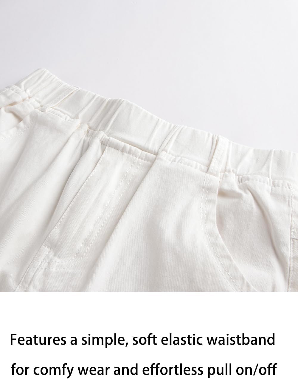 Boys‘ Solid Color Elastic Waist Cotton Uniform Pants with Embroidery for Kids School & Play - Image 4