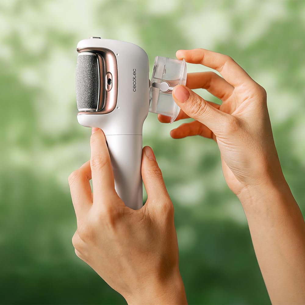Cecotec Lima Eléctrica Pies Durezas con Batería Recargable SkinCare Steam Silky. Función Vapor, 3 Cabezales, Resistente al Agua IPX7, 3 Velocidades, Rascador Extra, Depósito de Agua Imantado