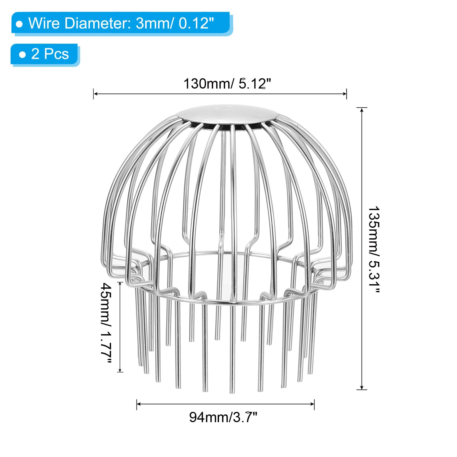 PATIKIL Gutter Guard 4 Inch, 2 Pack 304 Stainless Steel Down Pipe Filter - Image 2