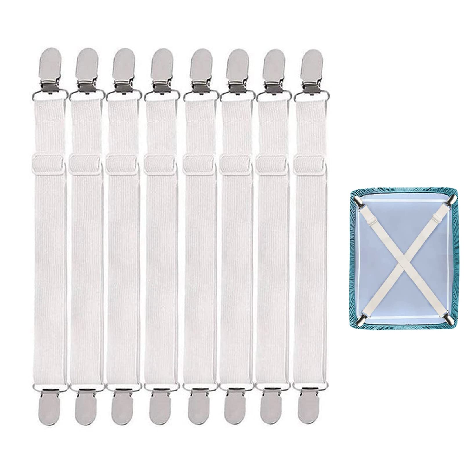 Produktbild von WINKIO Bettlakenspanner Verstellbar, 8 Stück Elastische Spanner