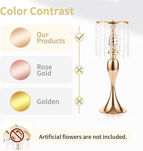 Miniatura 4 de 6 piezas de 21.3 pulgadas de alto soporte de flores de cristal para boda, camino de plomo, soporte alto para flores, centro de mesa, candelabro de