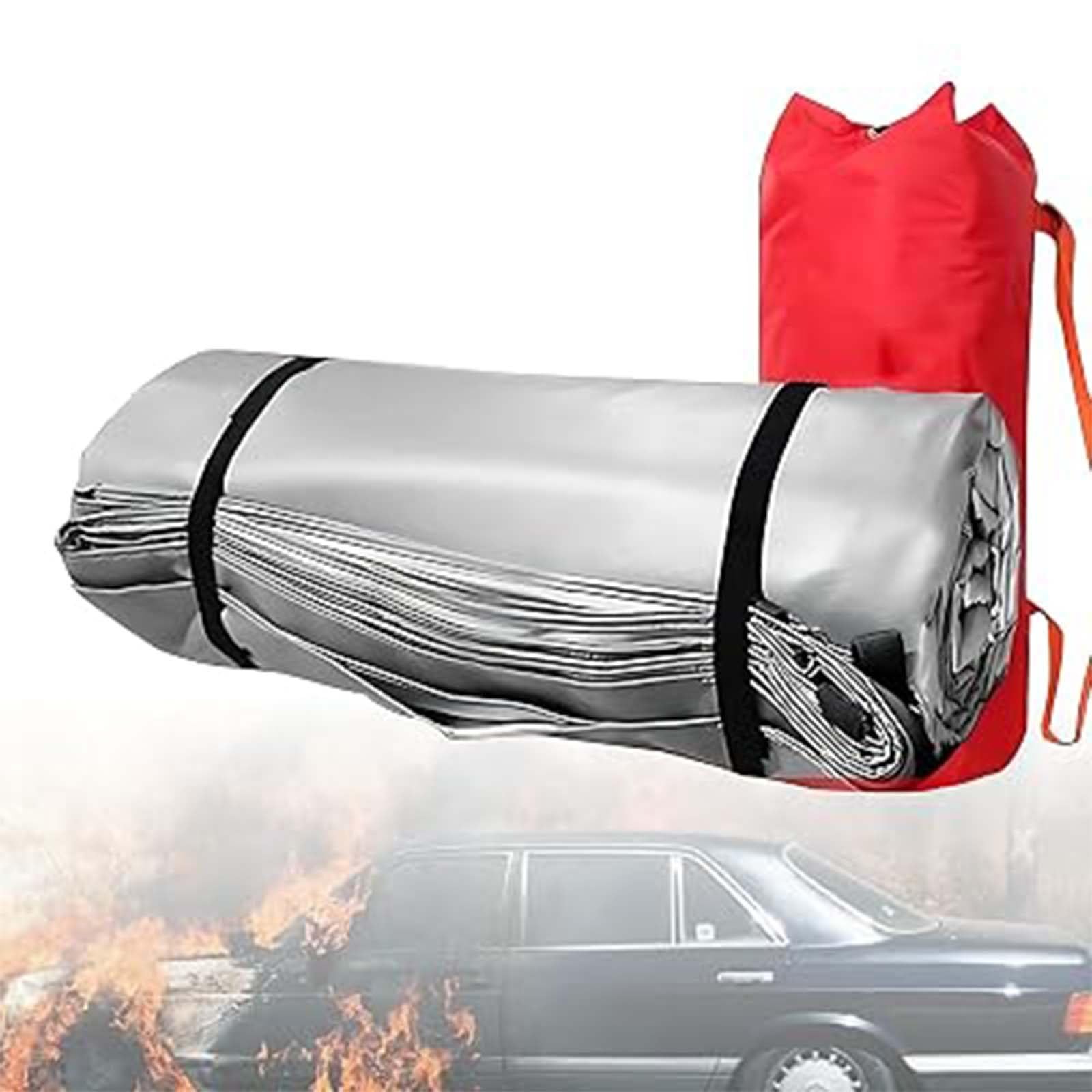 Manta Ignífuga Para Vehículos Eléctricos, Mantas Ignífugas De Silicona Para Vehículos Eléctricos Y De Gasolina, Manta De Emergencia Reutilizable De Gran Tamaño | Fiberglass Cloth,2 x 3 m