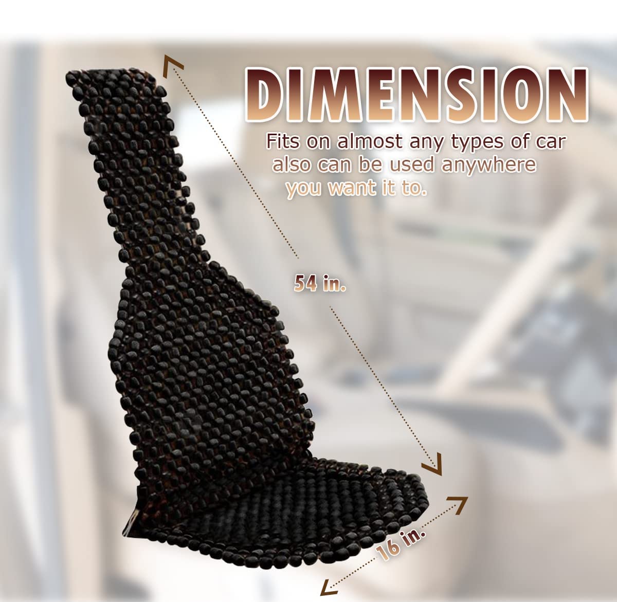 VaygWay Cuscino per sedile con perline in legno naturale durevole e doppio cordino, cuscino di supporto massaggiante ventilato per auto (confezione da 2 nero)
