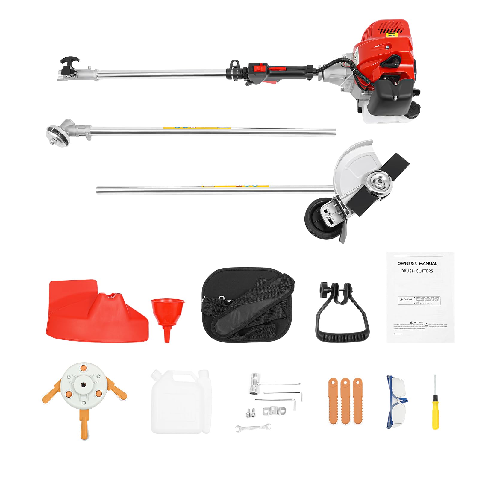 43cc Weed Eater/Grass Trimmer, 2 in 1 Gas String Trimmer Lawn Wacker Weed Trimmer, Air-Cooled 2-Stroke Cordless Lawn Edger with Handle & Shoulder Strap for Garden Grass Hedge Trimmer (43CC)