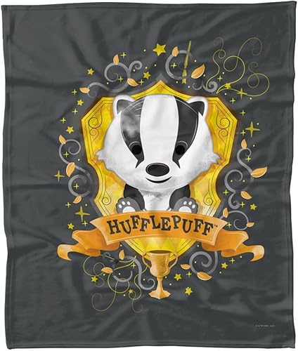 Harry Potter - Manta de forro polar de acuarela Hufflepuff Crest de 50 x 60 pulgadas