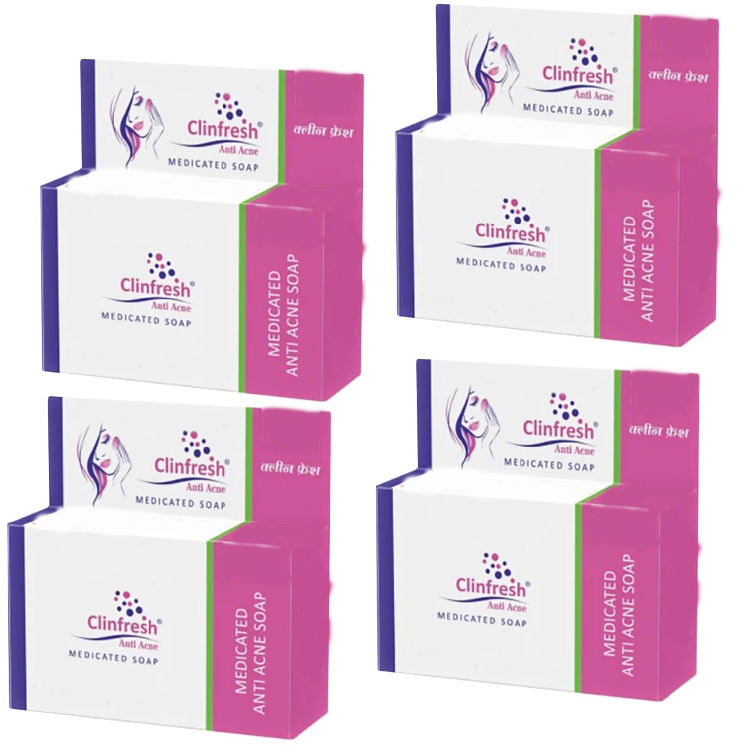 CLINFRESH ANTI ACNE SOAP FOR ACNE & PIMPLES PACK OF (75gm x 4)