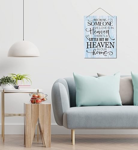 Miniatura 4 de Letrero vintage con texto en inglés Because Someone We Love is in Heaven, There A Little Little of Heaven in Our Home, placa de pared impresa