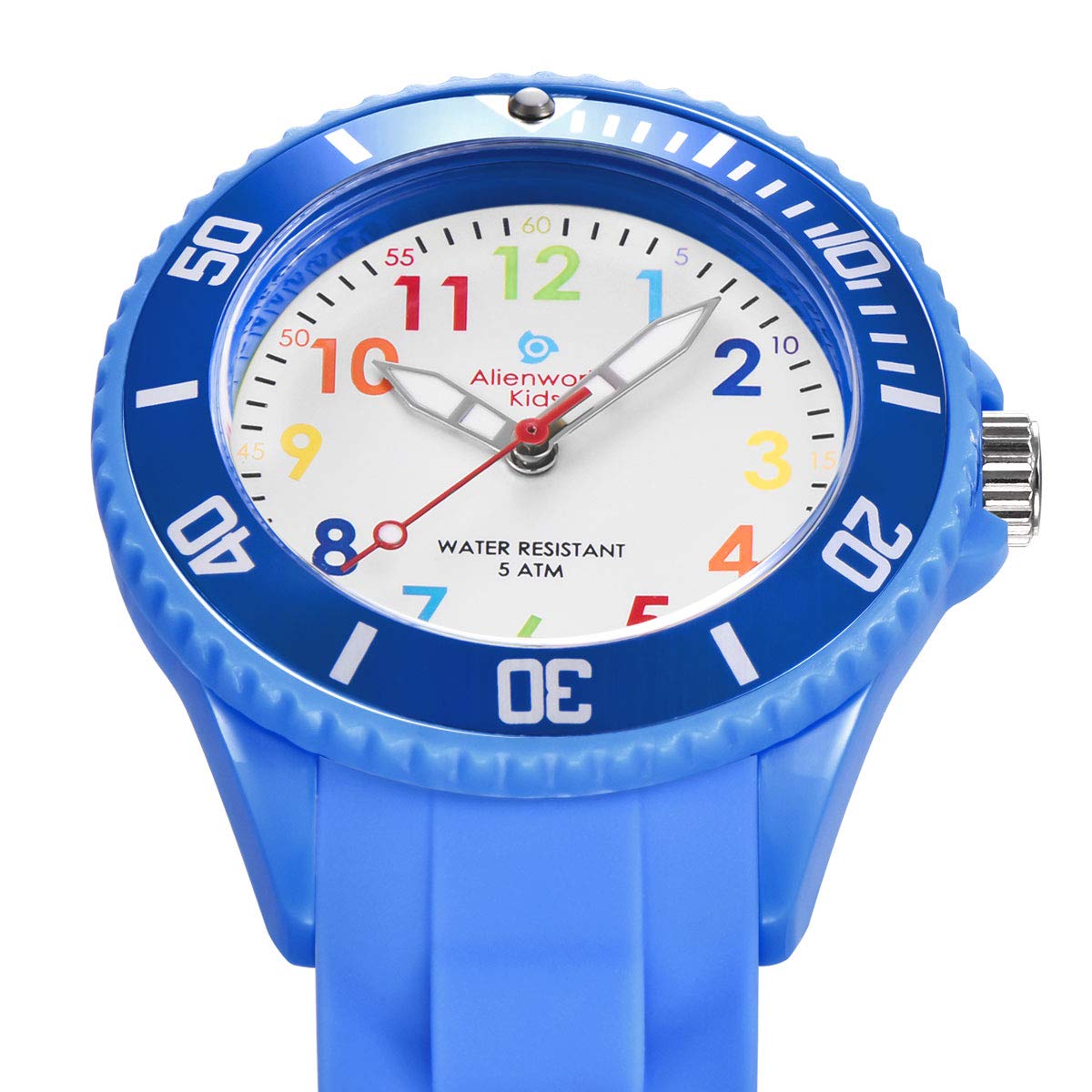 Alienwork Kids Montre Pédagogique Apprendre l'Heure Enfants Garçon Fille Temps d'apprentissage Résistant à l'eau 5 ATM