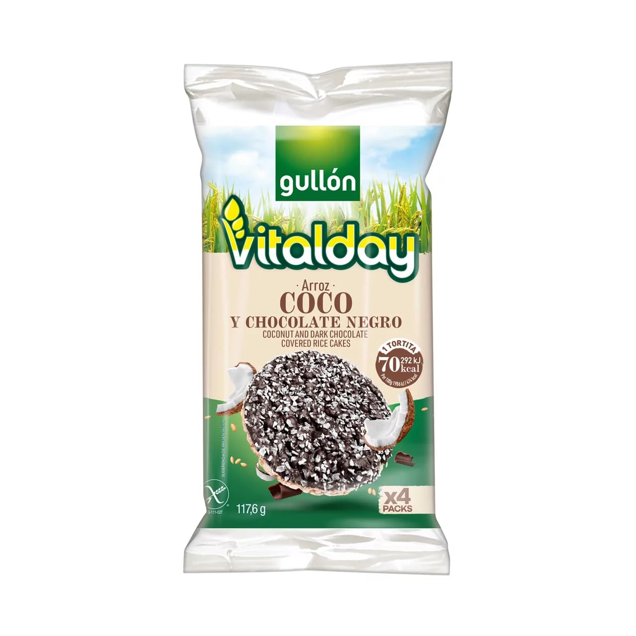 GULLÓN Reiswaffeln Zartbitterschokolade mit Kokos GULLÓN VITALDAY 117,6 g, 12er Pack
