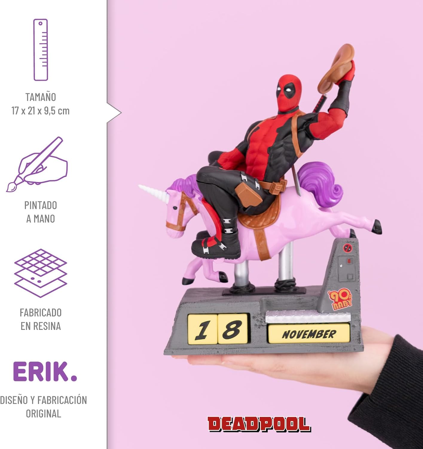 Grupo Erik: Marvel Deadpool 3D Calendar | Deadpool Gadget Table Calendar, Perpetual Calendar 17 x 21 x 9.5 cm, Deadpool Accessories, Marvel Must Have
