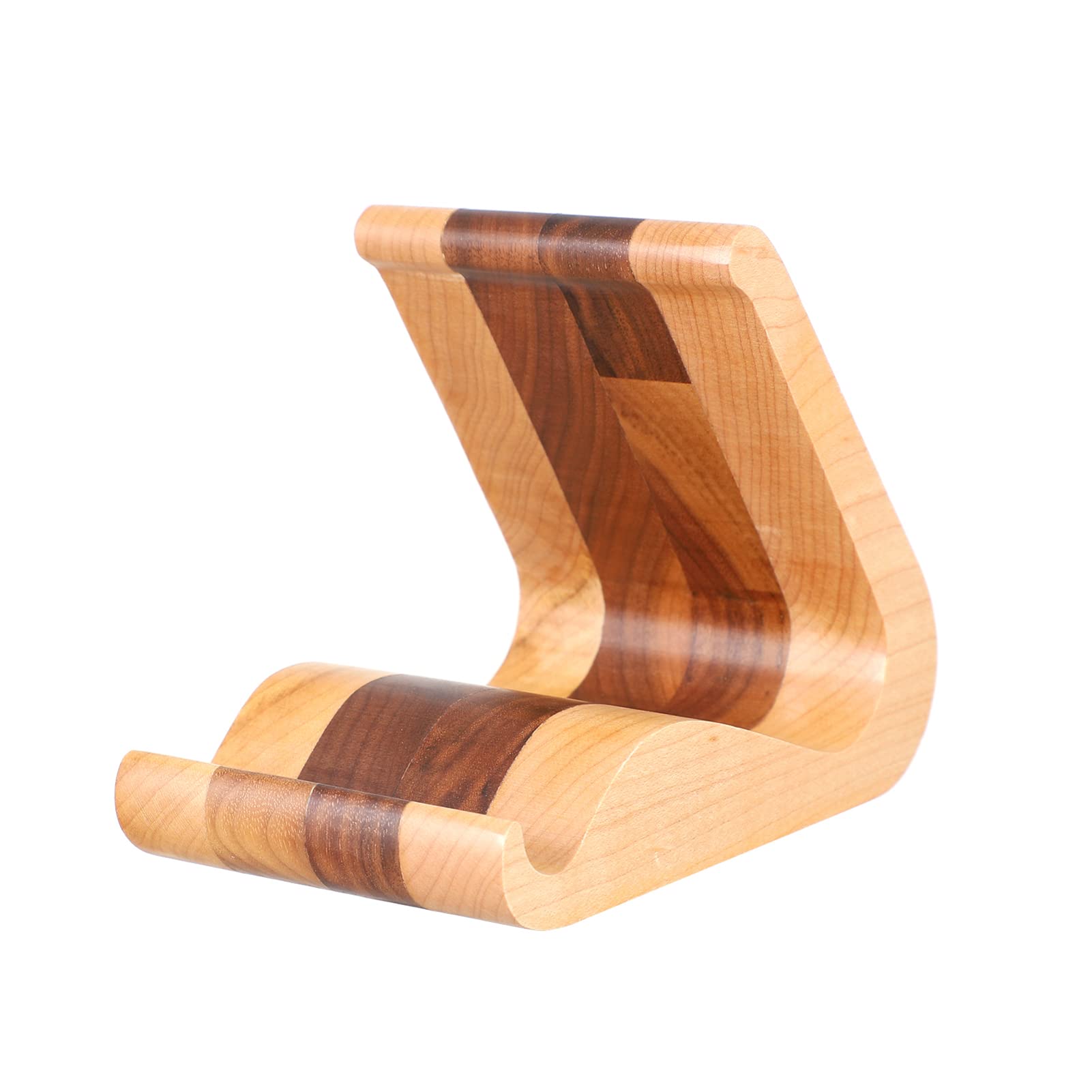 KOMBIUDA Supporto Telefono Tavolo in Legno, Design Semplice e Stabile | Noce Nero e Acero, Base Leggera e Portatile, Supporto da Tavolo per Uso Quotidiano