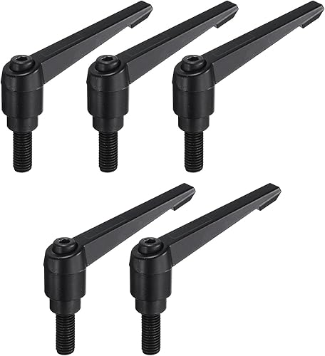Miniatura 71 de uxcell 5 piezas de manija de palanca de sujeción ajustable M8 x 0.630 in óxido negro métrico acero al carbono macho roscado perillas de mano