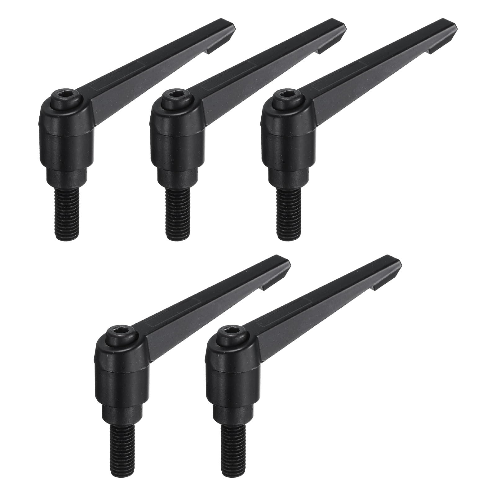 uxcell 5pcs Adjustable Clamping Lever Handle M10 x 25mm Metric Black Oxide Carbon Steel Male Threaded Stud Hand Knobs Ratchet Rotating Screw Handles Bolts with Locking Lever Black